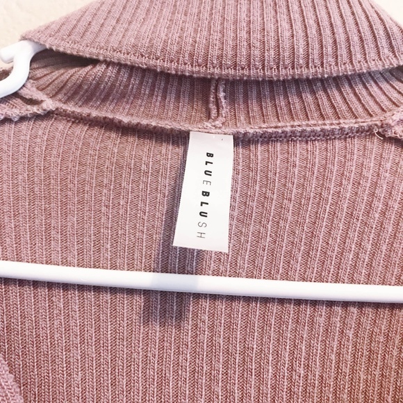 Blue Blush Pink V Neck Choker Longsleeve Top sz S - Picture 2 of 3